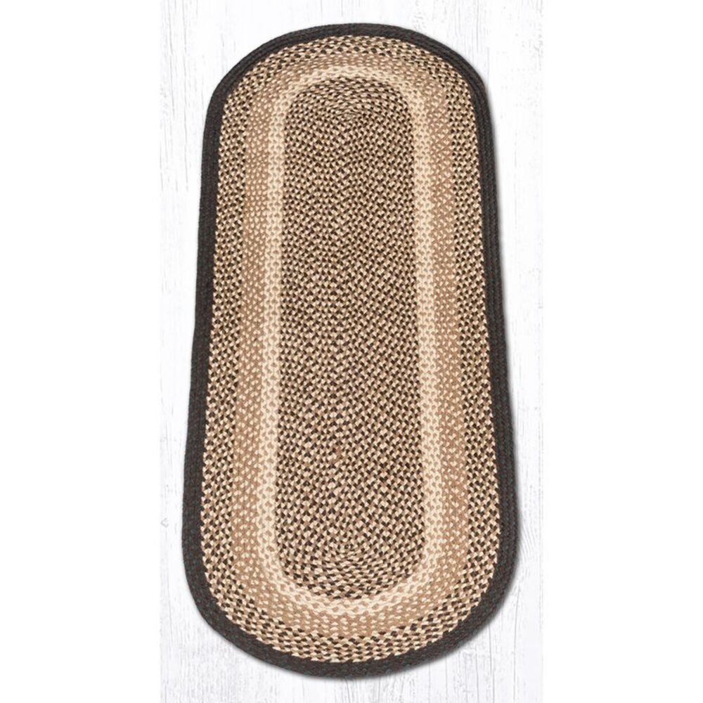 Earth Rugs C-17 Chocolate / Natural Oval Braided Rug 2 Feet X 6 Feet - Picture 1 of 1